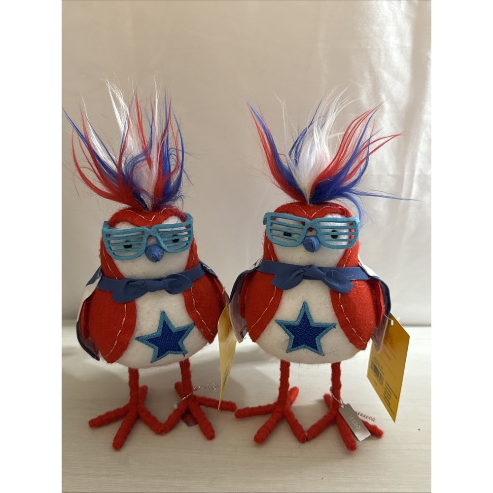 Target Sun Squad 2025 Featherly Friends Patriotic Fabric Birds NWT Lot of 2